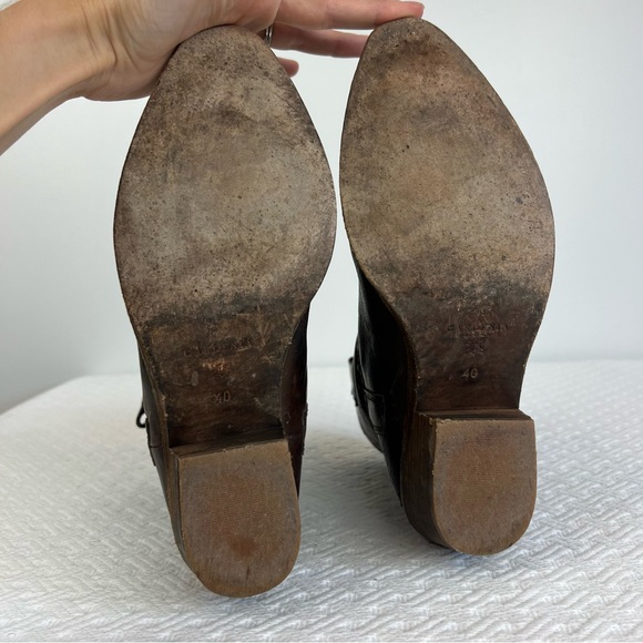 Gardenia Copenhagen Distressed Leather Cowboy Ankle Boots - Boho Chic sz 40 / 9 - Picture 12 of 13